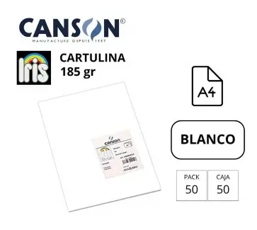 CARTULINA CANSON IRIS A4 185 GRAMOS BLANCA