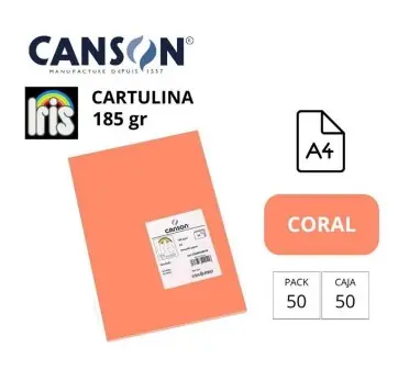CARTULINA CANSON IRIS A4 185 GRAMOS CORAL