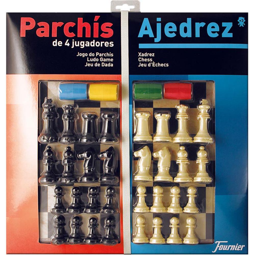 PARCHÍS CON AJEDREZ TABLERO GRANDE 4 JUGADORES 41x40×4,8CM