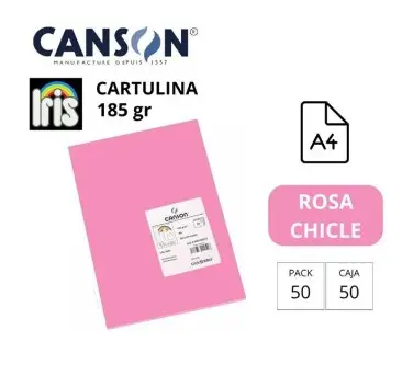 CARTULINA CANSON IRIS A4 185 GRAMOS ROSA CHICLE