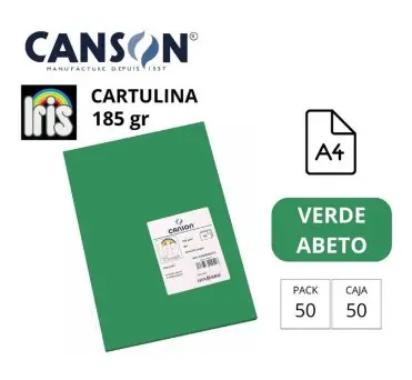 CARTULINA CANSON IRIS A4 185 GRAMOS VERDE ABETO