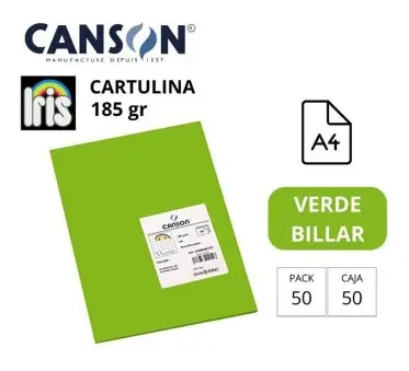 CARTULINA CANSON IRIS A4 185 GRAMOS VERDE BILLAR