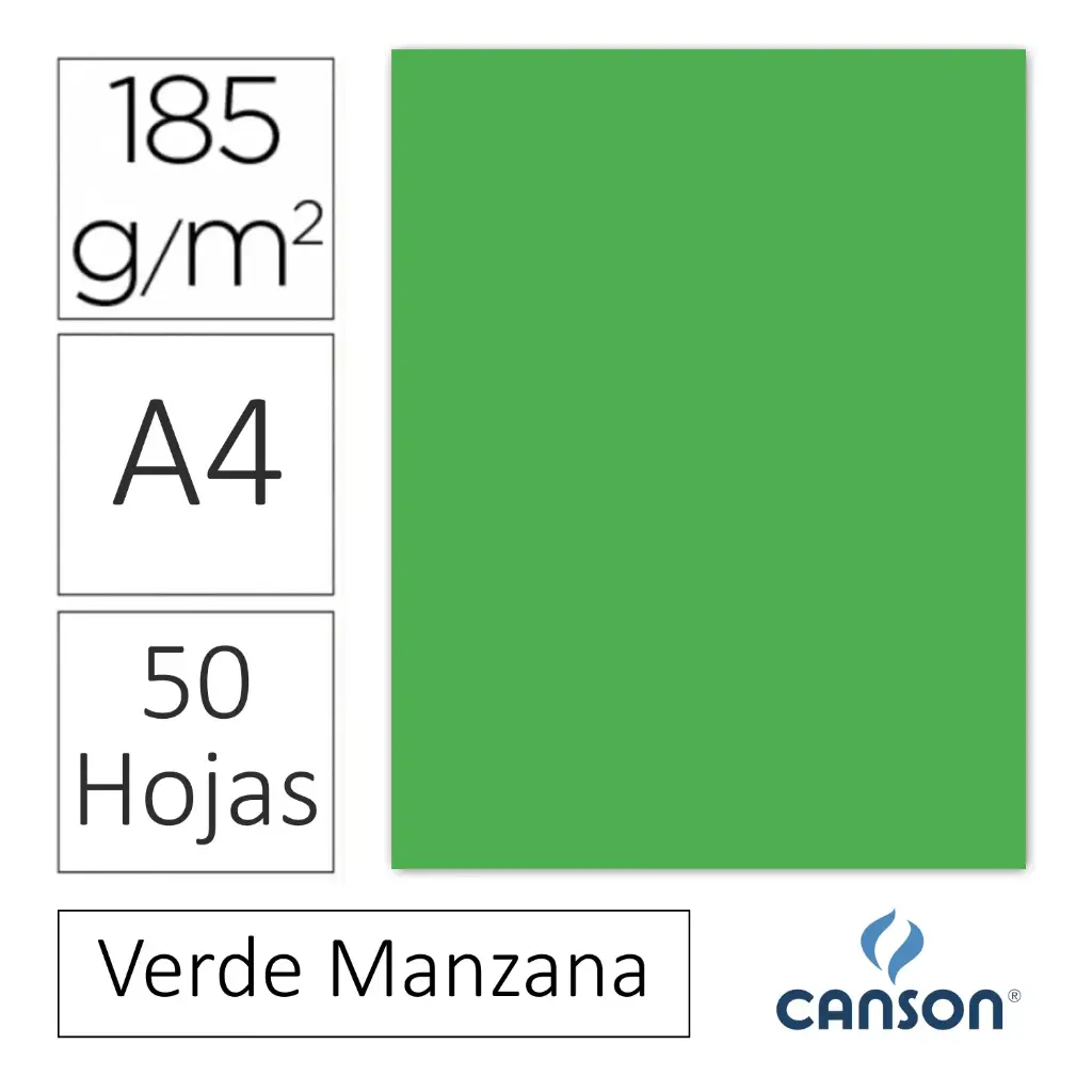 CARTULINA CANSON IRIS A4 VERDE MANZANA