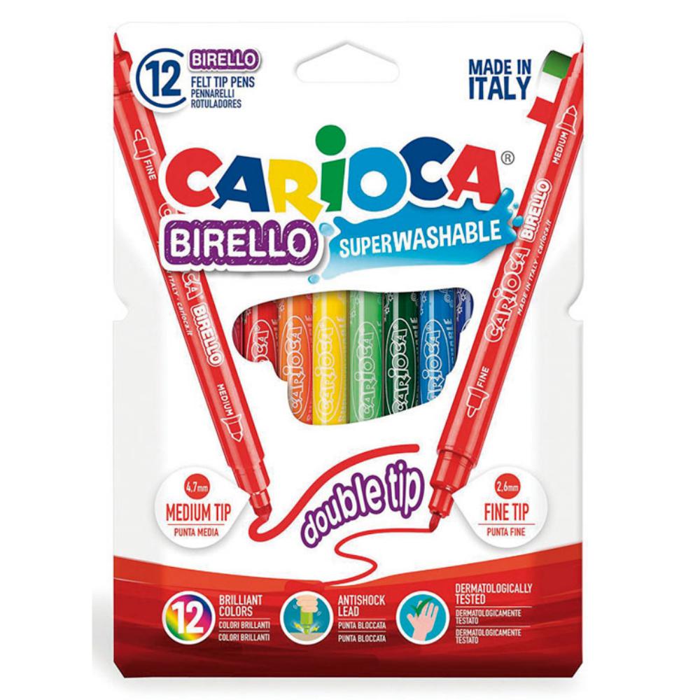 ROTULADOR CARIOCA 2 PUNTAS CAJA 12 COLORES
