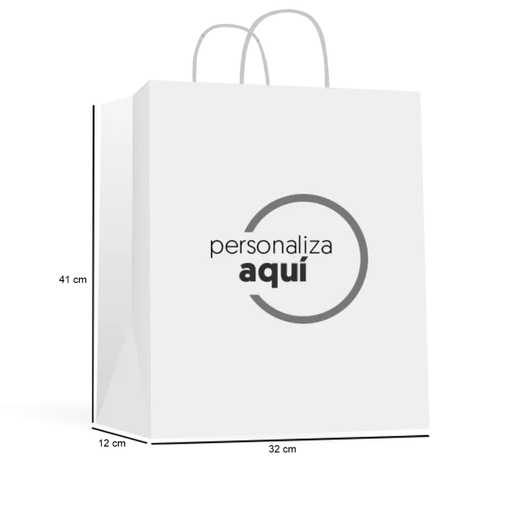 BOLSA PAPEL BLANCA 100GR. ASA TORCIDA 41*32+15CM-XXI 
