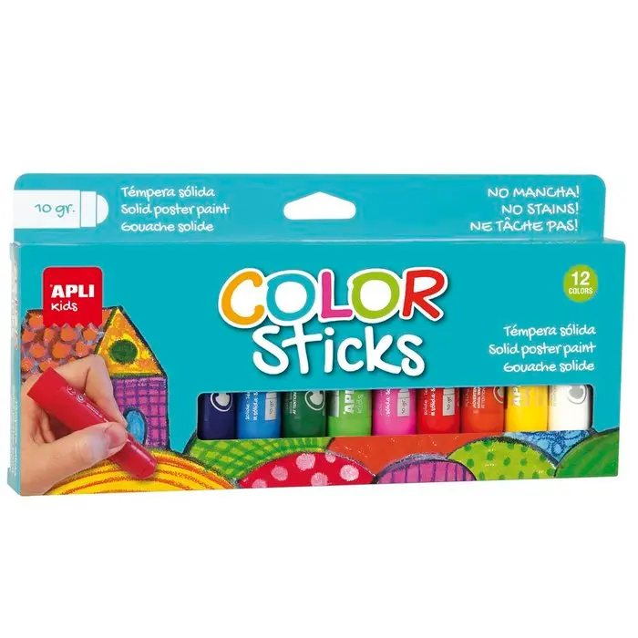TEMPERA SOLIDA APLI COLOR STICKS 10GR 12  COLORES