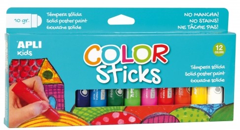 TEMPERA SOLIDA APLI COLOR STICKS 10GR 12  COLORES