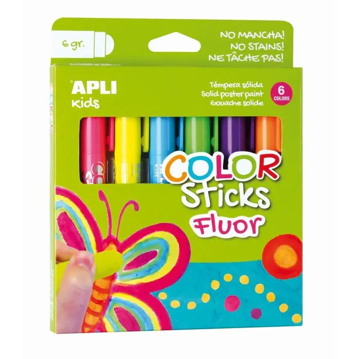 TEMPERA SOLIDA APLI FLUOR 6GR 6 UNIDADES