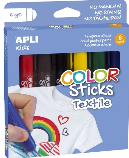 TEMPERA SOLIDA APLI TEXTIL 6GR 6 UNIDADES