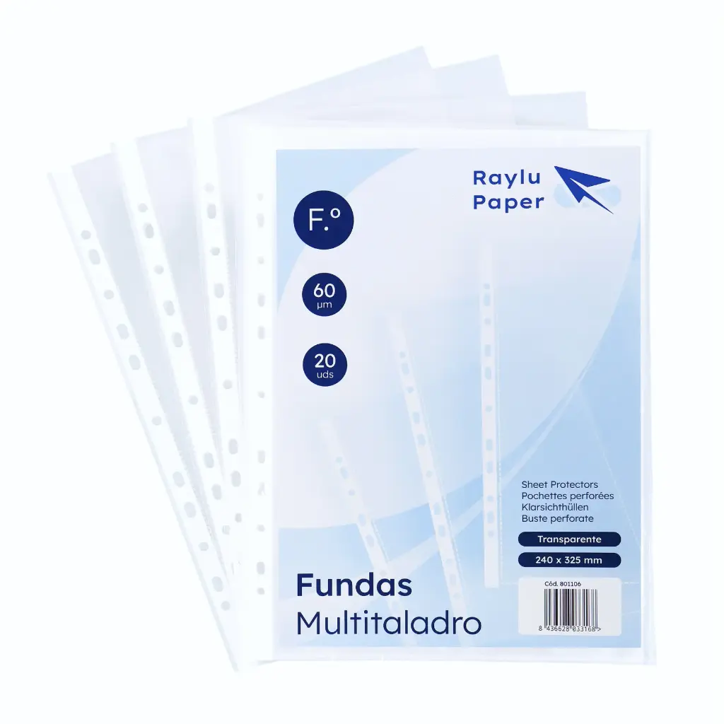FUNDAS MULTITALADRO 20 UDS FOLIO 60 MICRAS  RAYLU