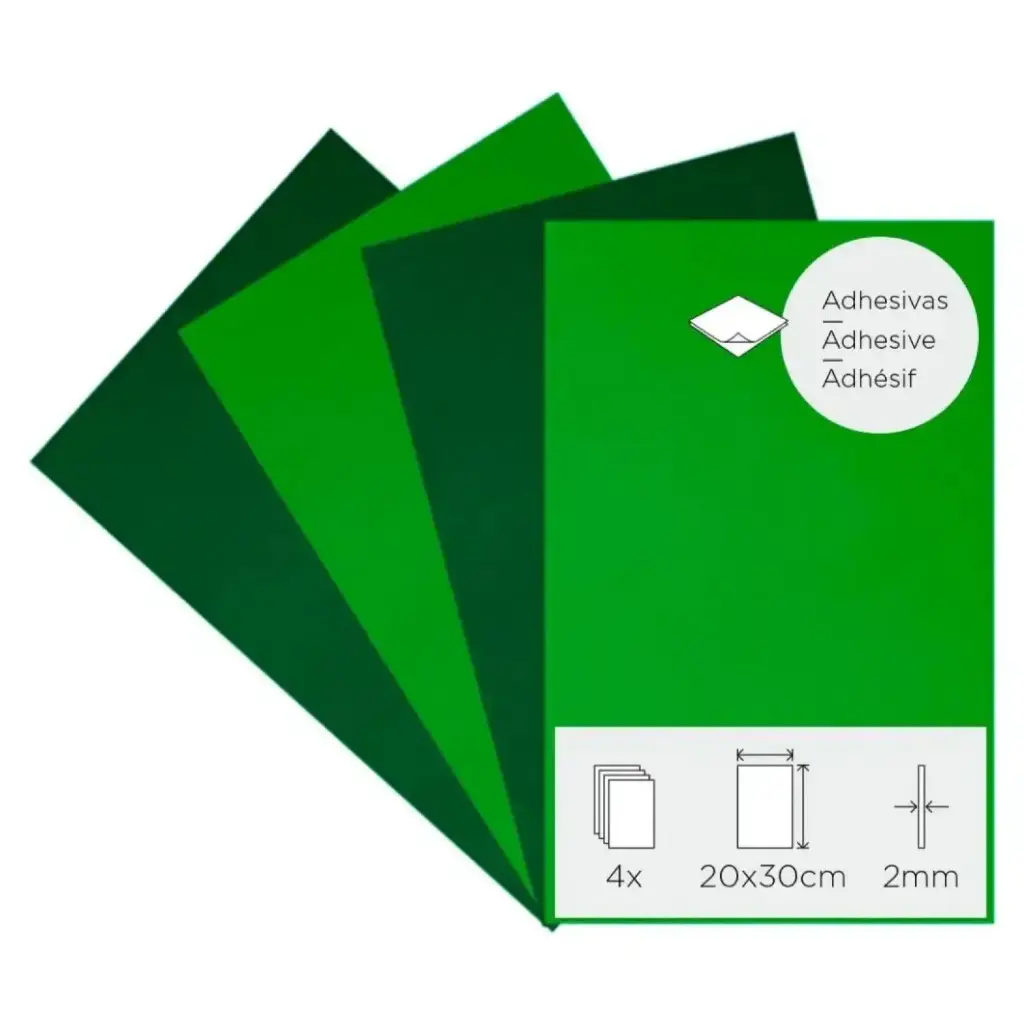 LÁMINAS GOMA EVA PRIMAVERA ADHESIVAS 20×30CM 2MM PACK DE 4