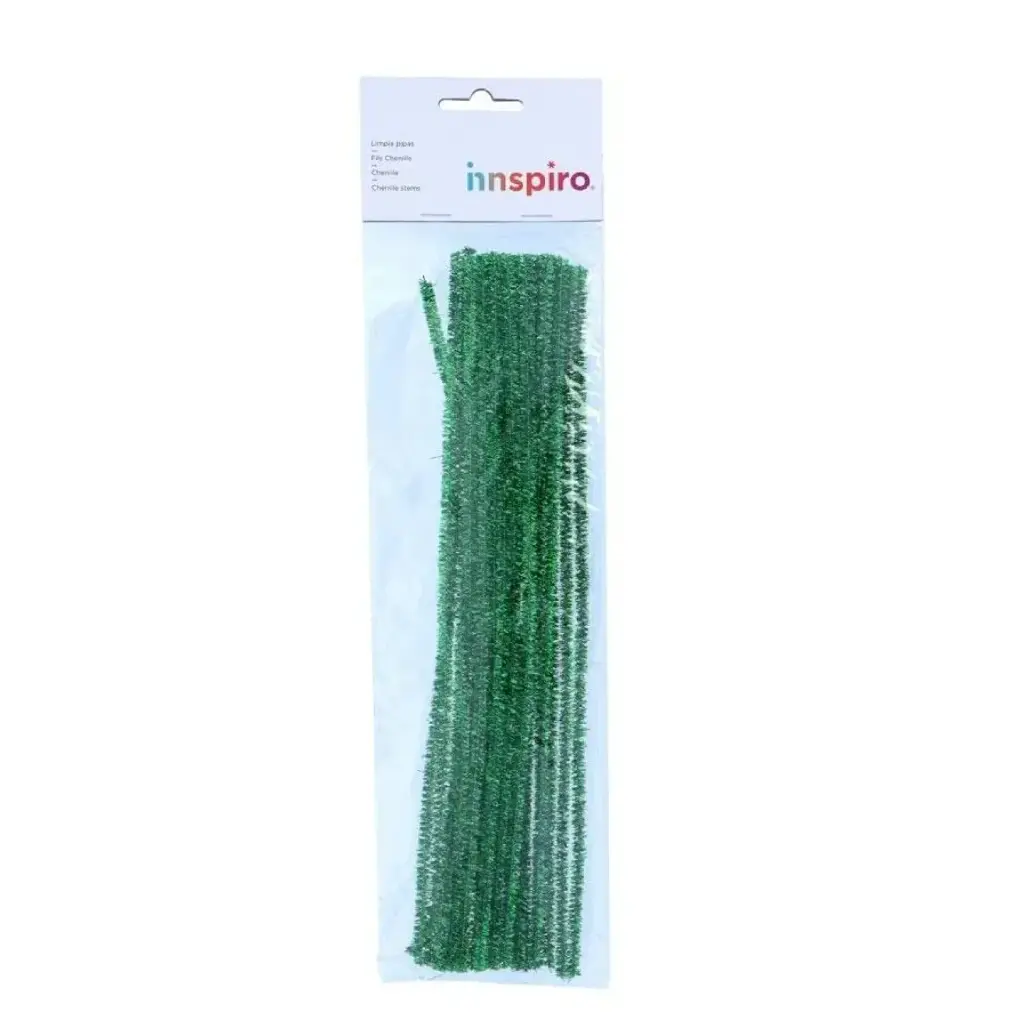 LIMPIAPIPAS CHENILLA METÁLICAS VERDE 6MM×30CM 25 UNIDADES
