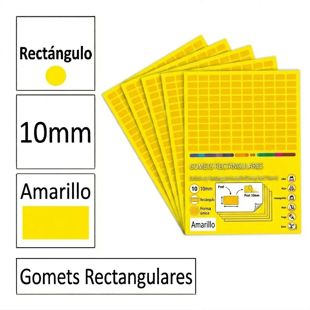GOMETS RECTANGULO PEQUEÑO Ø 10 MM AMARILLO