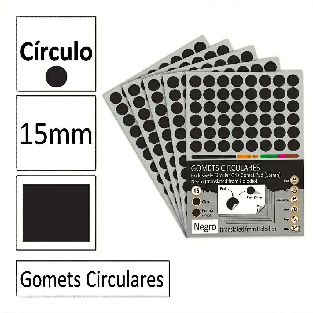 GOMETS CIRCULO MEDIANO Ø 15 MM NEGRO