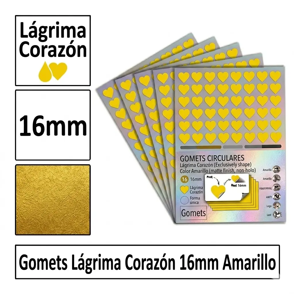 GOMETS CORAZON LAGRIMA Ø 16 MM AMARILLO
