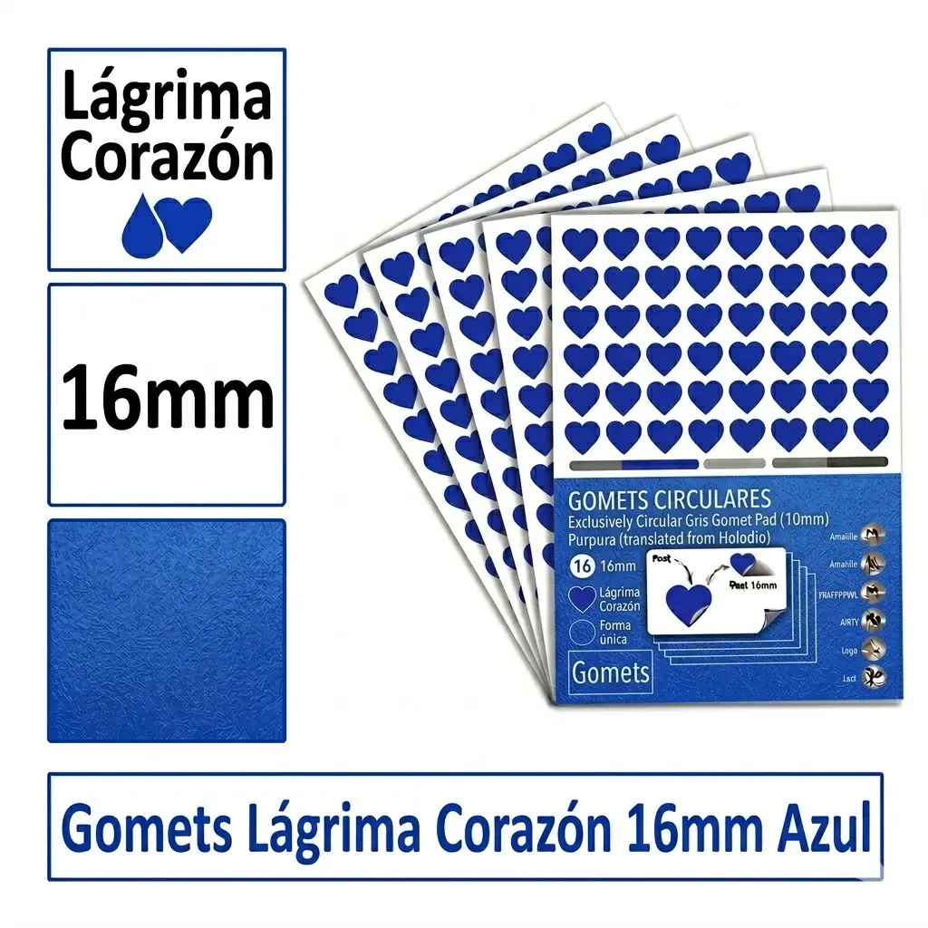GOMETS CORAZON LAGRIMA Ø 16 MM AZUL