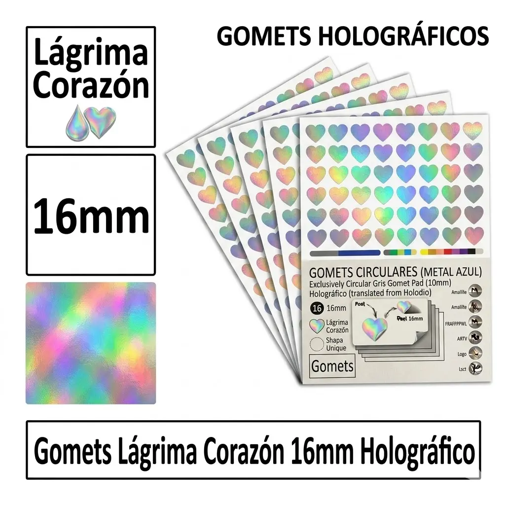 GOMETS CORAZON LAGRIMA Ø 16 MM HOLOGRAFICO