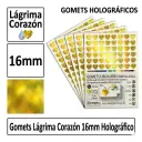 GOMETS CORAZON LAGRIMA Ø 16 MM HOLOGRAFICO AMARILLO