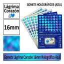 GOMETS CORAZON LAGRIMA Ø 16 MM HOLOGRAFICO AZUL