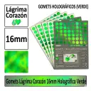 GOMETS CORAZON LAGRIMA Ø 16 MM HOLOGRAFICO VERDE