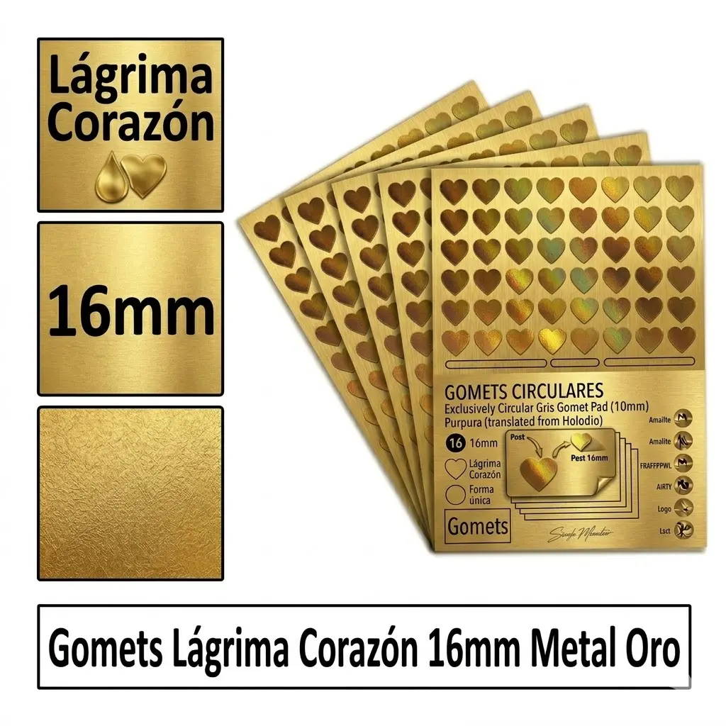 GOMETS CORAZON LAGRIMA Ø 16 MM METAL ORO