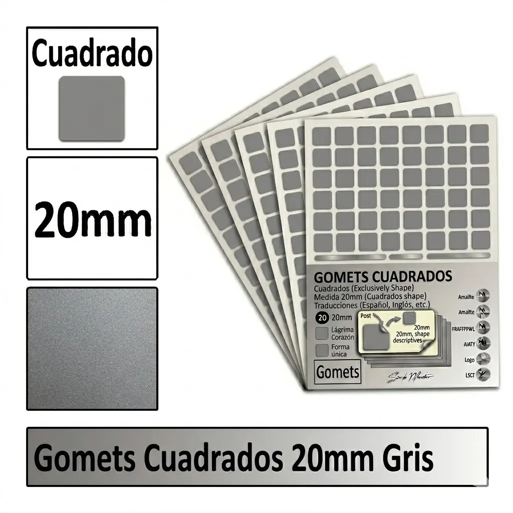 GOMETS CUADRADO GRANDE Ø 20 MM GRIS