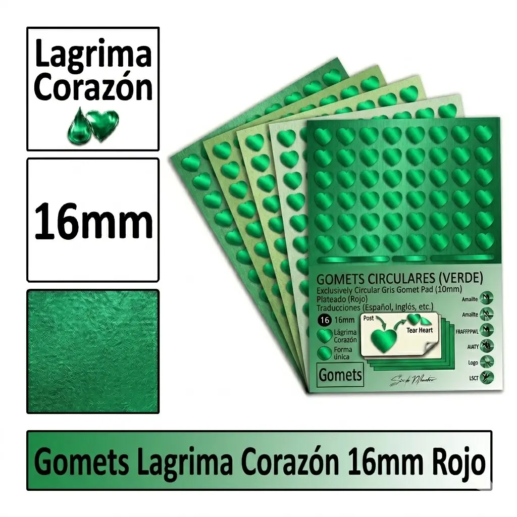 GOMETS CORAZON LAGRIMA Ø 16 MM VERDE