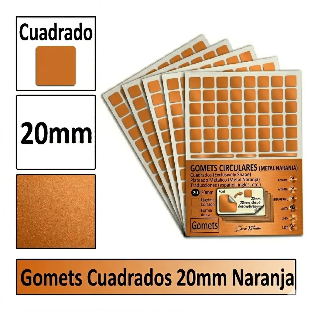GOMETS CUADRADO GRANDE Ø 20 MM NARANJA