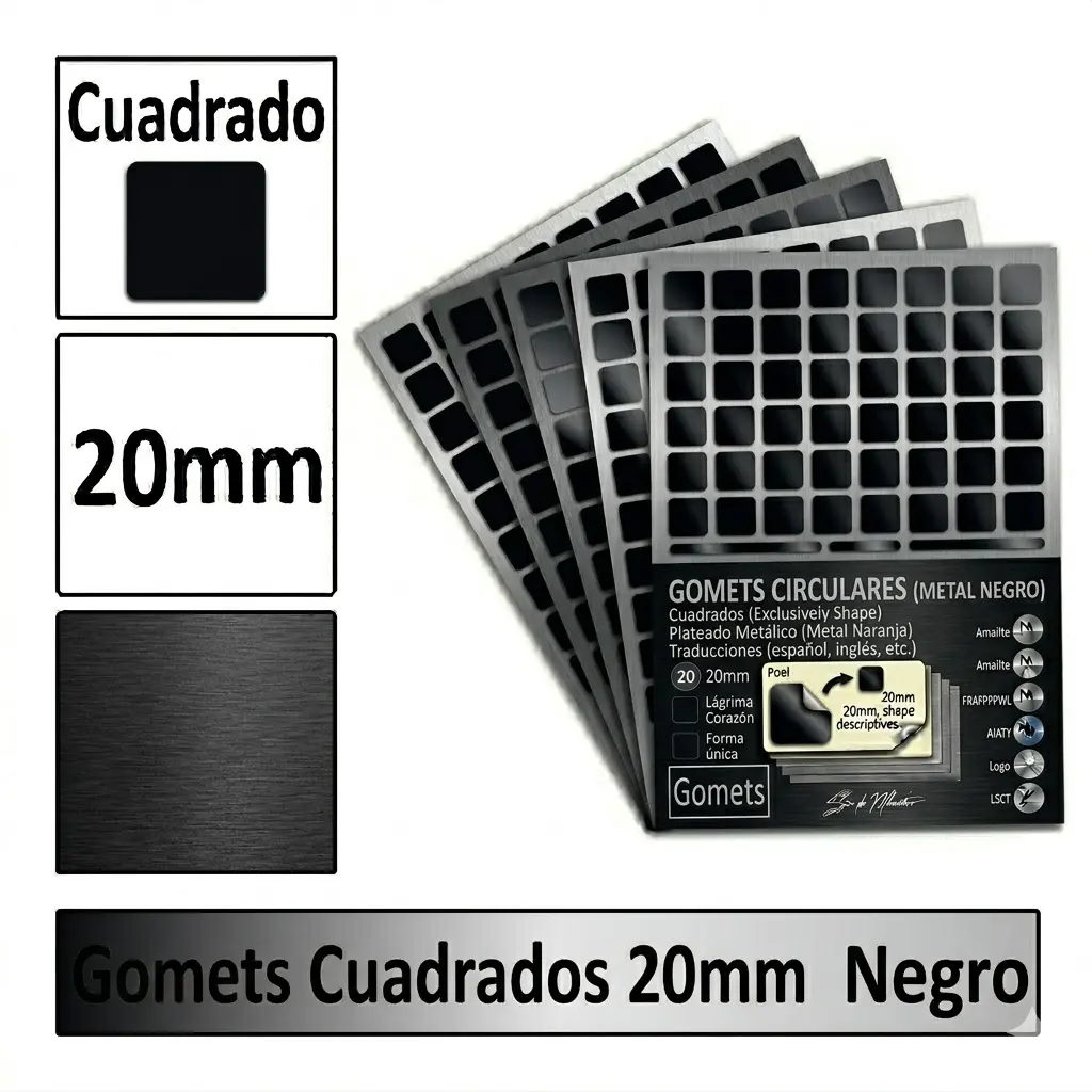 GOMETS CUADRADO GRANDE Ø 20 MM NEGRO