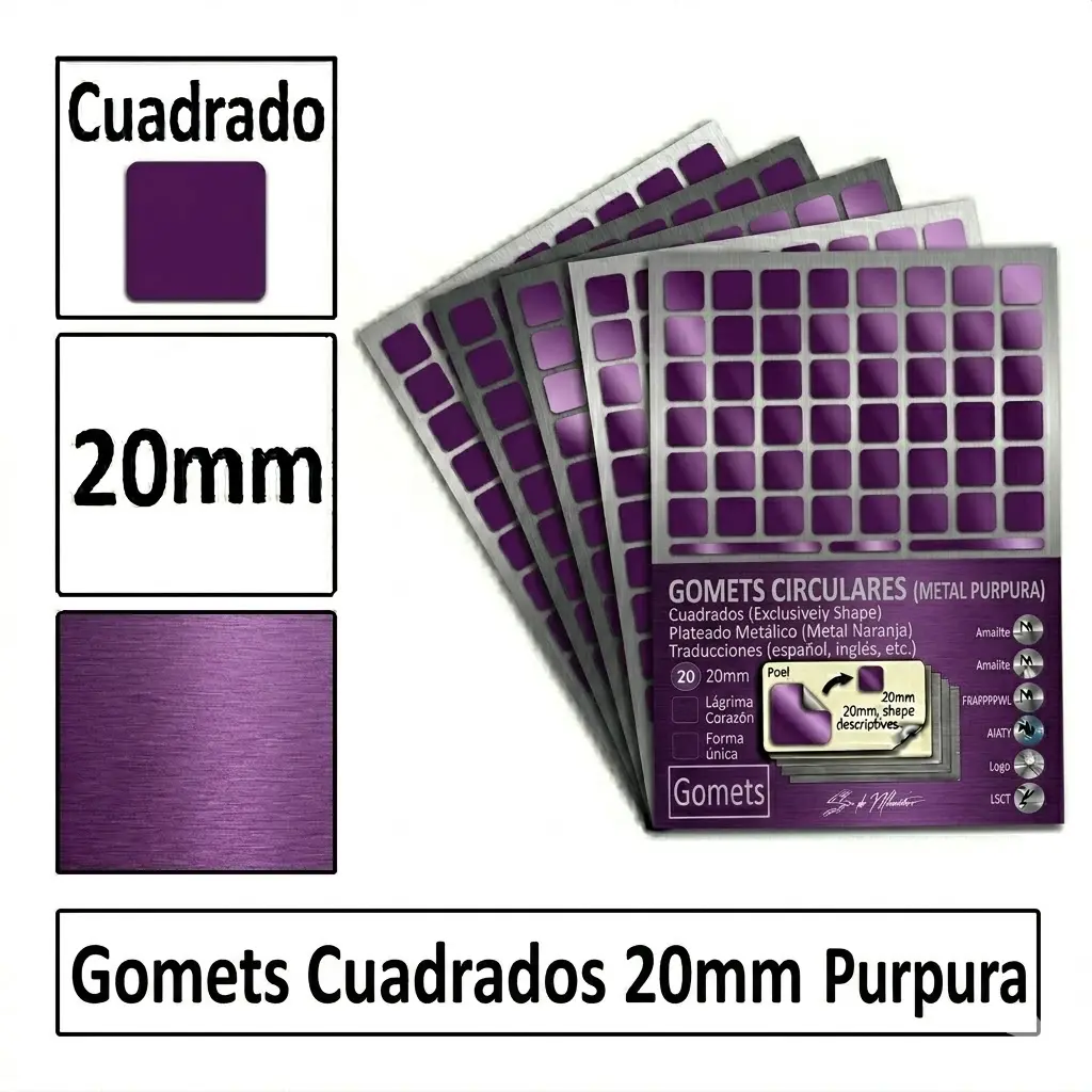 GOMETS CUADRADO GRANDE Ø 20 MM PURPURA
