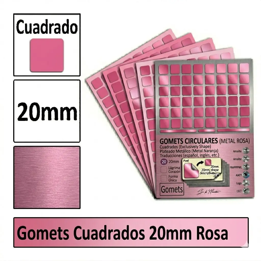 GOMETS CUADRADO GRANDE Ø 20 MM ROSA