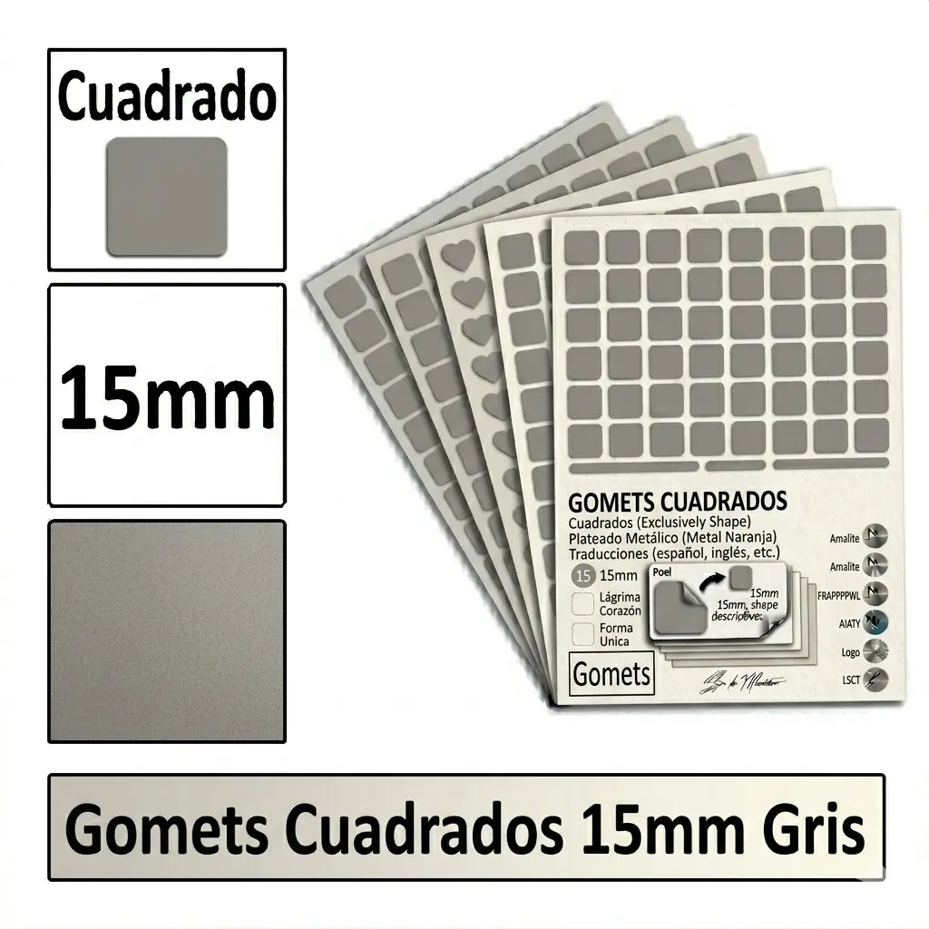 GOMETS CUADRADO MEDIANO Ø 15 MM GRIS