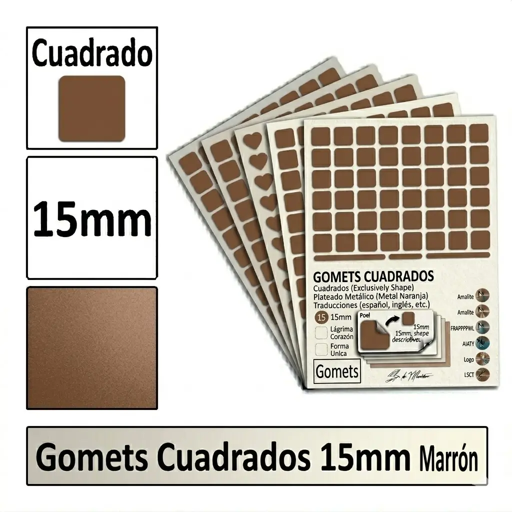 GOMETS CUADRADO MEDIANO Ø 15 MM MARRON