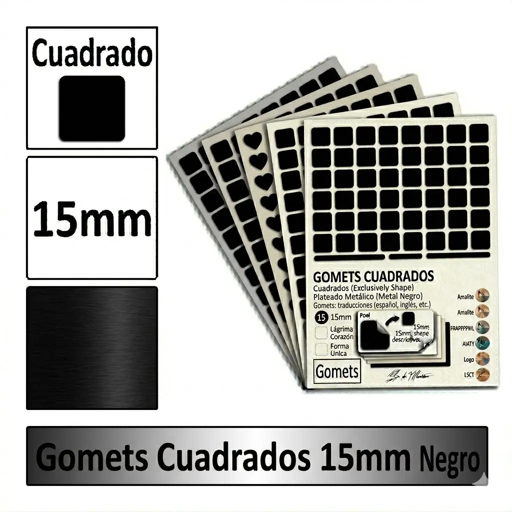 GOMETS CUADRADO MEDIANO Ø 15 MM NEGRO