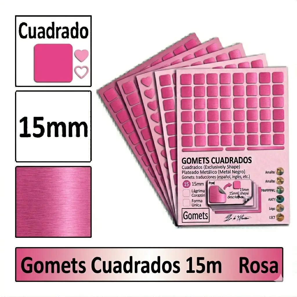 GOMETS CUADRADO MEDIANO Ø 15 MM ROSA