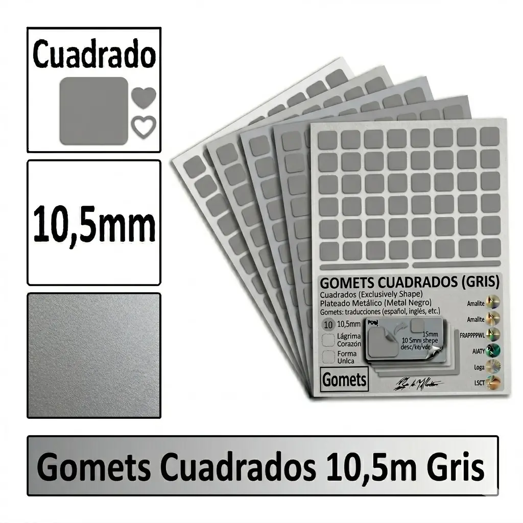GOMETS CUADRADO PEQUEÑO Ø 10,5 MM GRIS