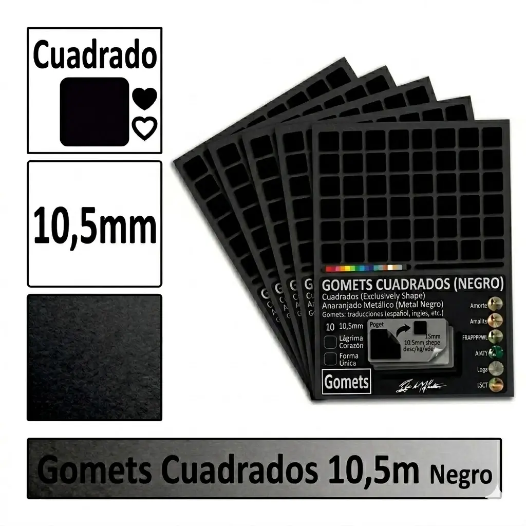 GOMETS CUADRADO PEQUEÑO Ø 10,5 MM NEGRO