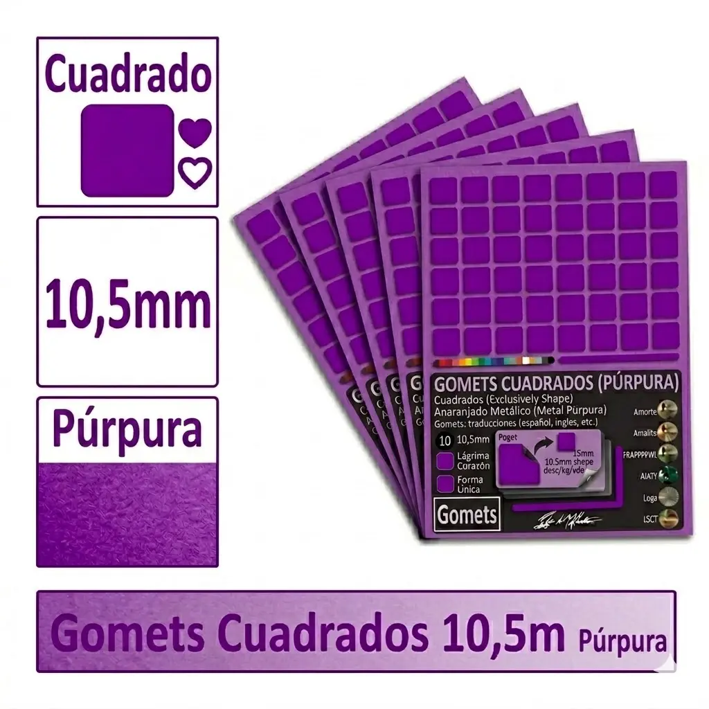 GOMETS CUADRADO PEQUEÑO Ø 10,5 MM PURPURA