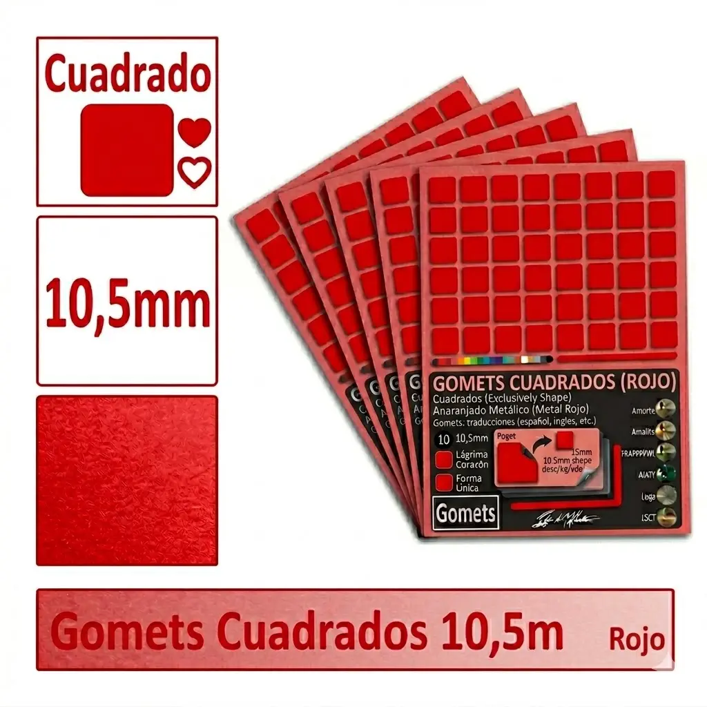 GOMETS CUADRADO PEQUEÑO Ø 10,5 MM ROJO