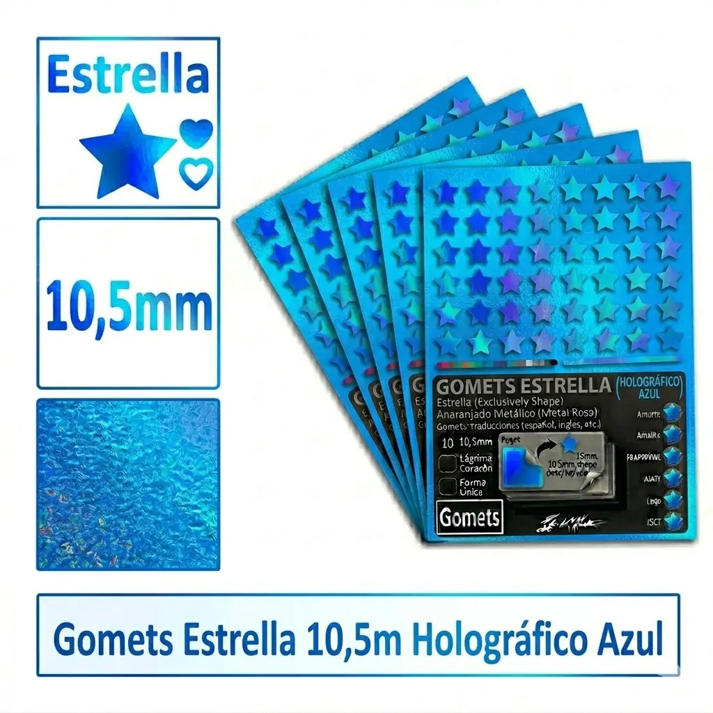 GOMETS ESTRELLA Ø 10,5 MM HOLOGRAFICO AZUL
