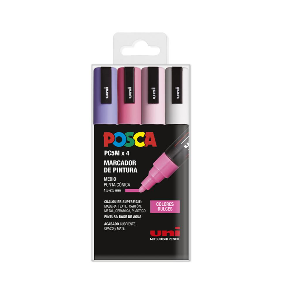 ROTULADOR POSCA PC-5M/4C ESTUCHE 4 COLORES DULCES SURTIDOS