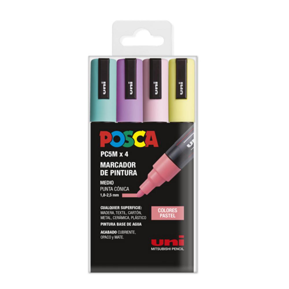 ROTULADOR POSCA PC-5M/4C ESTUCHE 4 COLORES PASTEL