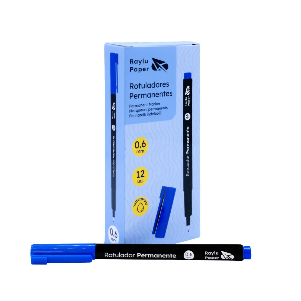 ROTULADOR PERMANENTE RAYLU PAPER DATA PEN FINO 0,6 MM AZUL