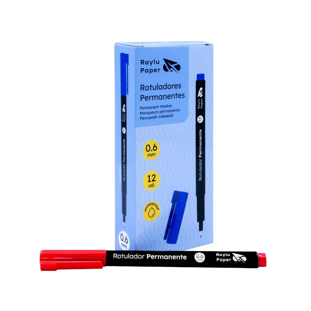 ROTULADOR PERMANENTE RAYLU PAPER DATA PEN FINO 0,6 MM ROJO