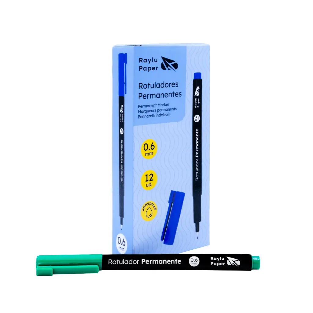 ROTULADOR PERMANENTE RAYLU PAPER DATA PEN FINO 0,6 MM VERDE 