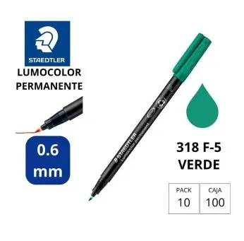 ROTULADOR STAEDTLER LUMOCOLOR PERMANENTE 318-5 VERDE PUNTA FINA