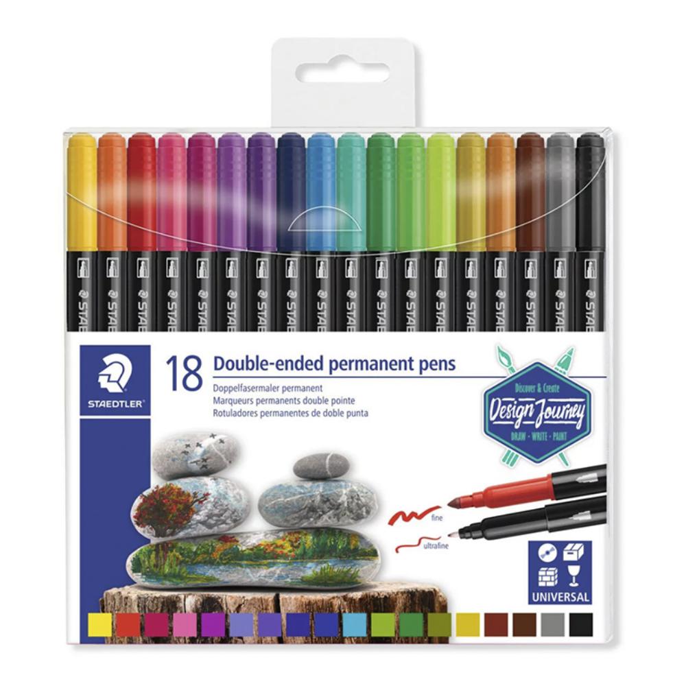 ROTULADOR STAEDTLER ESTUCHE 18 UDS LUMOCOLOR PERMANENTES DOBLE PUNTA