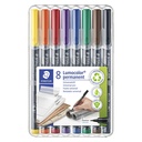 ROTULADOR STAEDTLER LUMOCOLOR PERMANENTE ESTUCHE 8 UDS PUNTA SUPERFINA