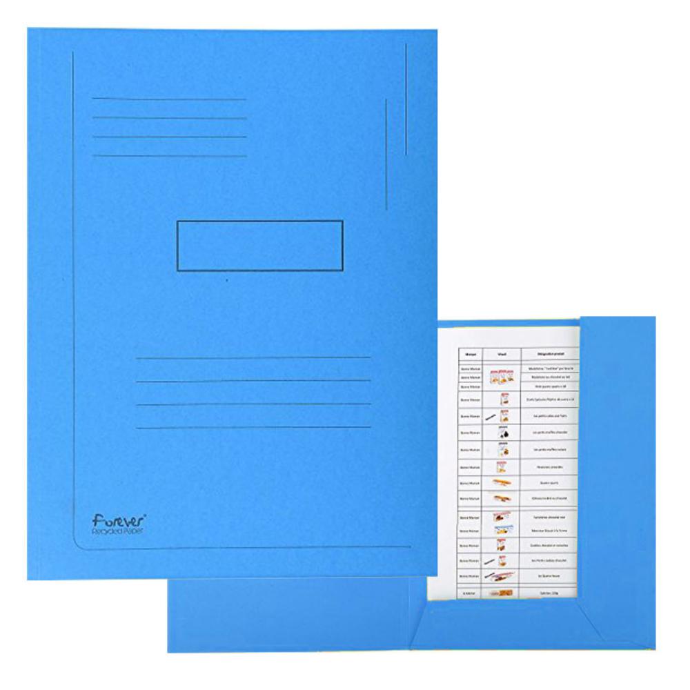 SUBCARPETA A4 CARTULINA RECICLADA 2 SOLAPAS 280G AZUL