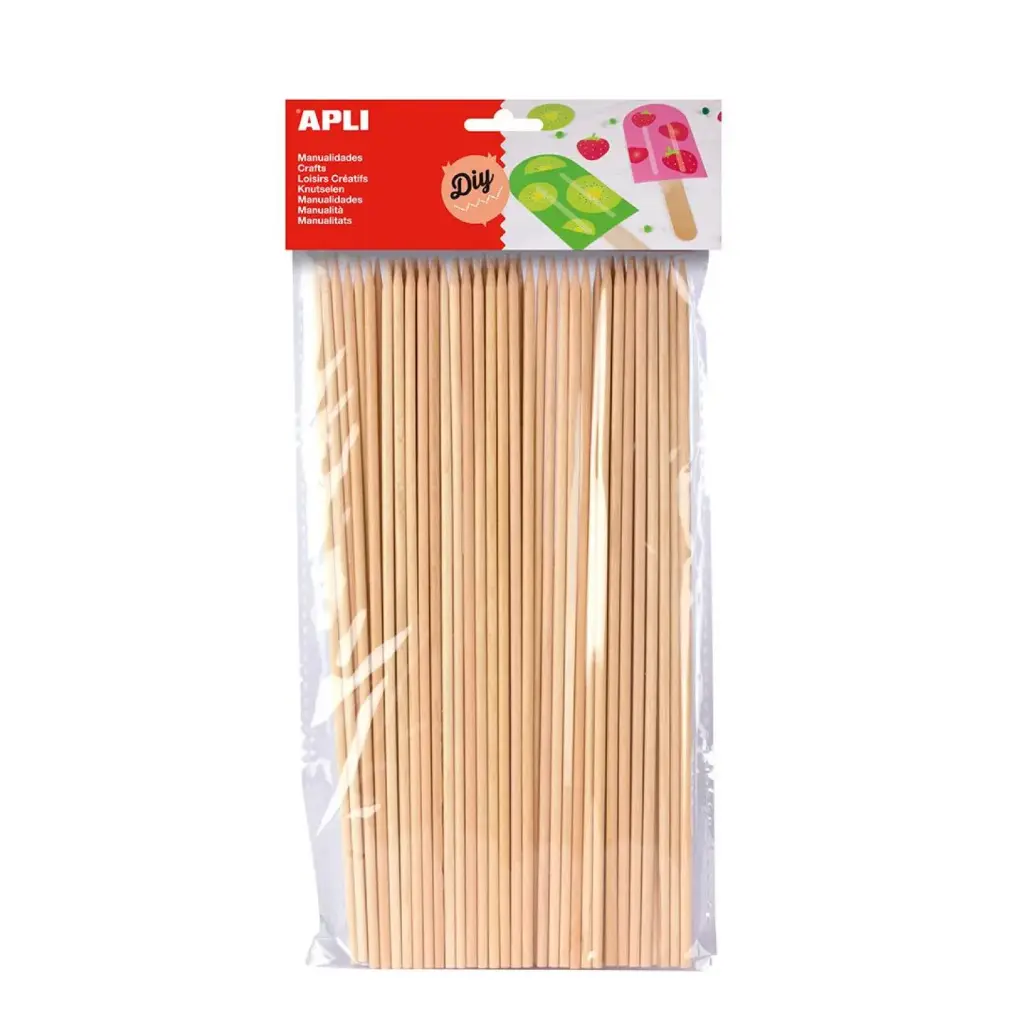PALOS PINCHO DE MADERA NATURAL 200×3MM 50 UDS